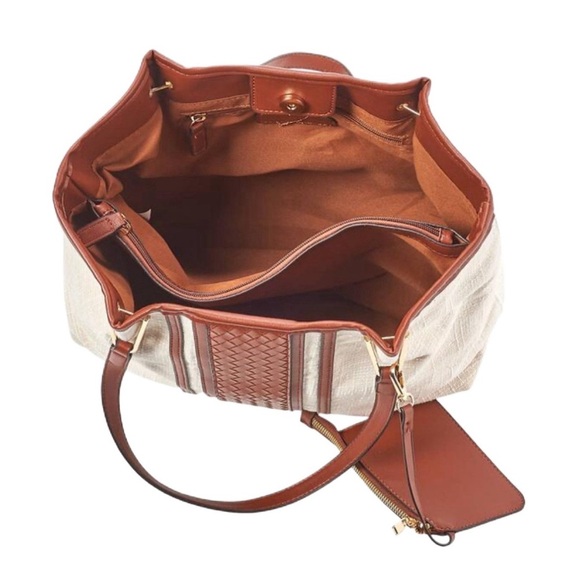 ADRIENNE VITTADINI LINEN TOTE W/ DETACHABLE POUCH - Picture 4 of 14